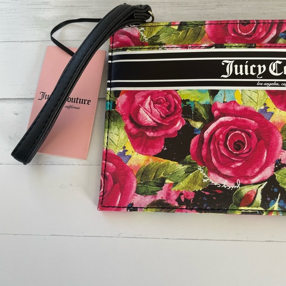 Juicy Couture  Gothic Logo Stripe Wristlet 9.75 x 5.5”/Ponytail Holder - Picture 5 of 16